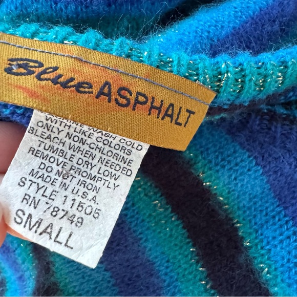 Vintage Y2K Blue Asphalt Striped Sweater Long Sleeve Top - Picture 4 of 4